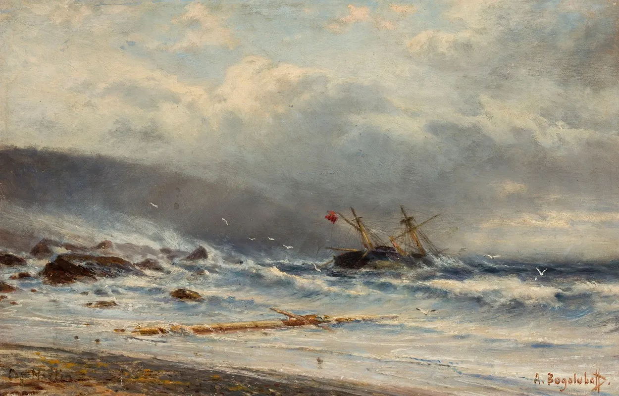 Rough Sea 2 by Alexey Petrovich Bogolyubov - Canvas Print