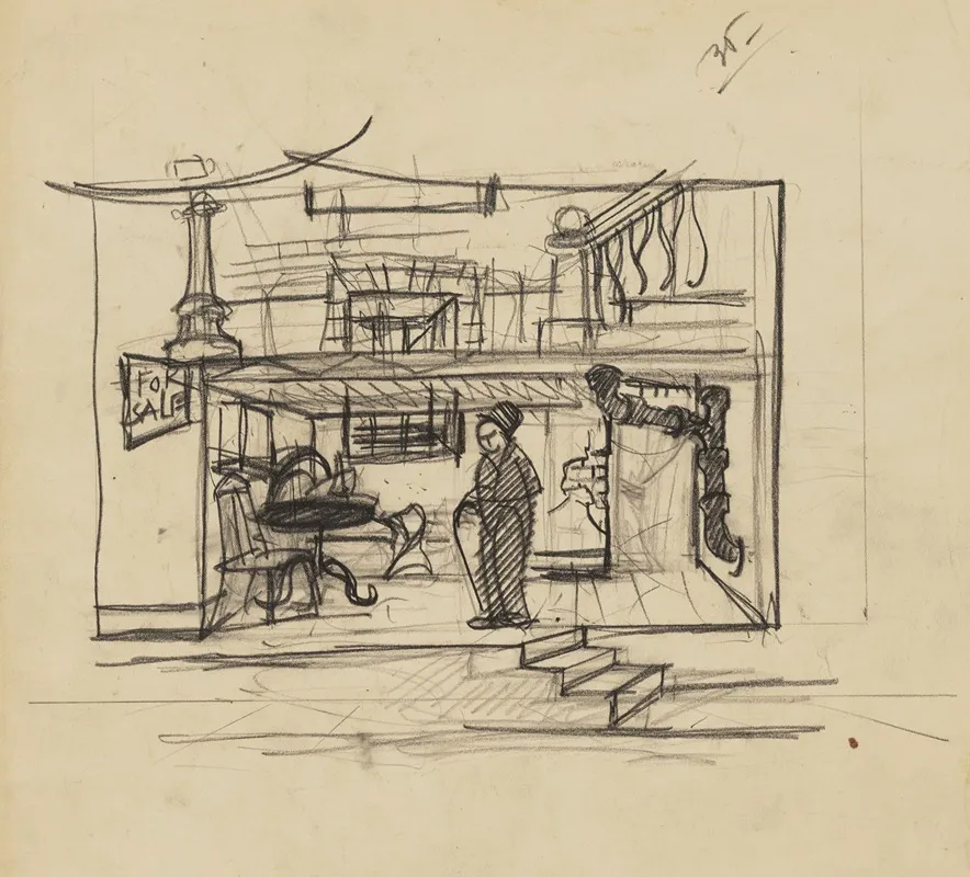 Rough Sketch Of Figure In Basement Domestic Interior Sketch No 5