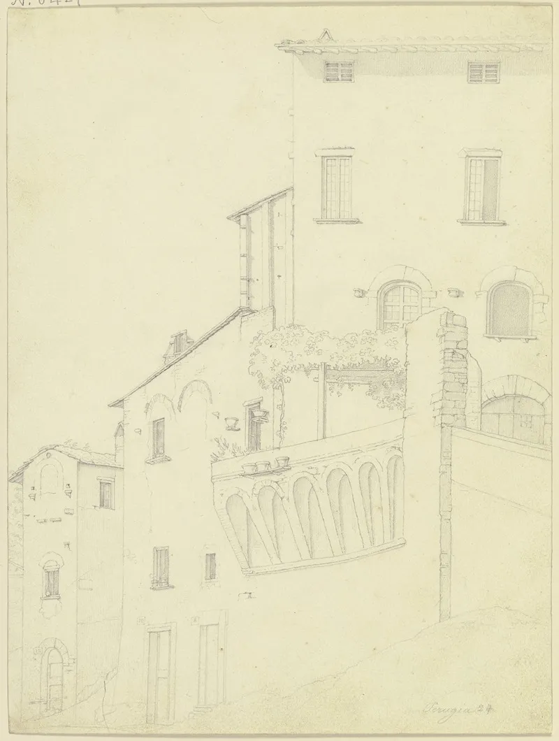 Row Of Houses In Perugia by Nikolaus Hoff - Canvas Print