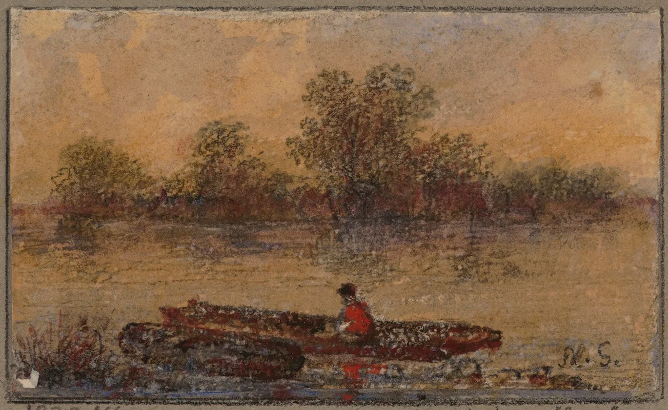 Rowing Boat On The Riverbank by Alexander Schaepkens - Canvas Print