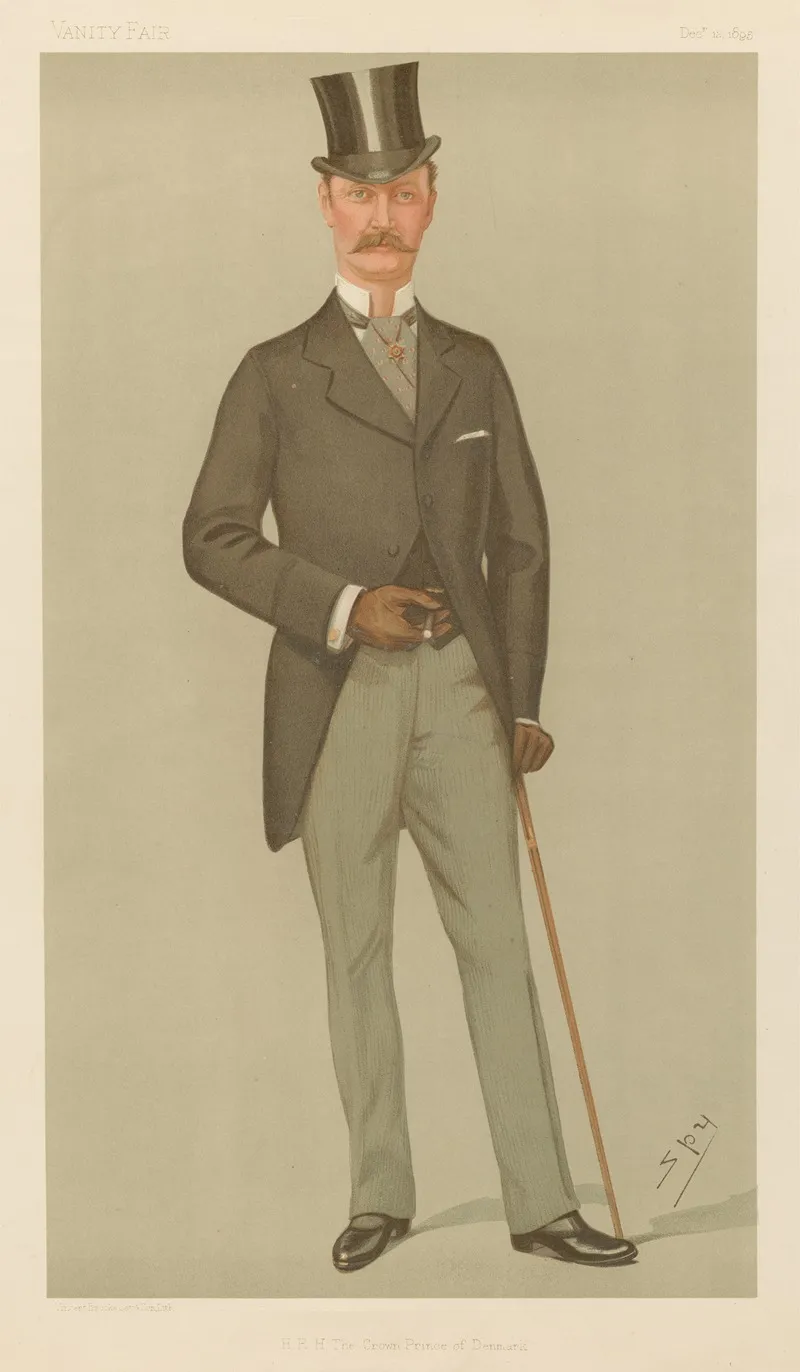 Royalty H R H The Crown Prince Of Denmark Prince Christian Frederick Charles William December 12 1895 by Leslie Matthew Ward - Canvas Print