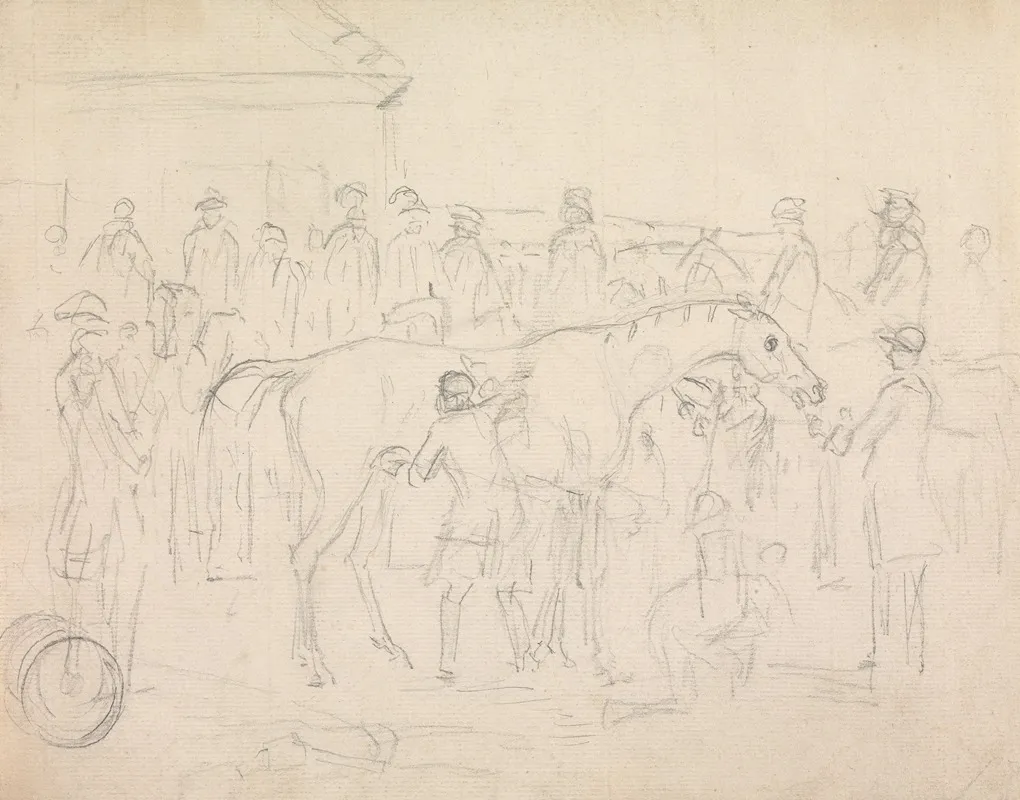 Rubbing Down A Horse In A Paddock At A Racetrack