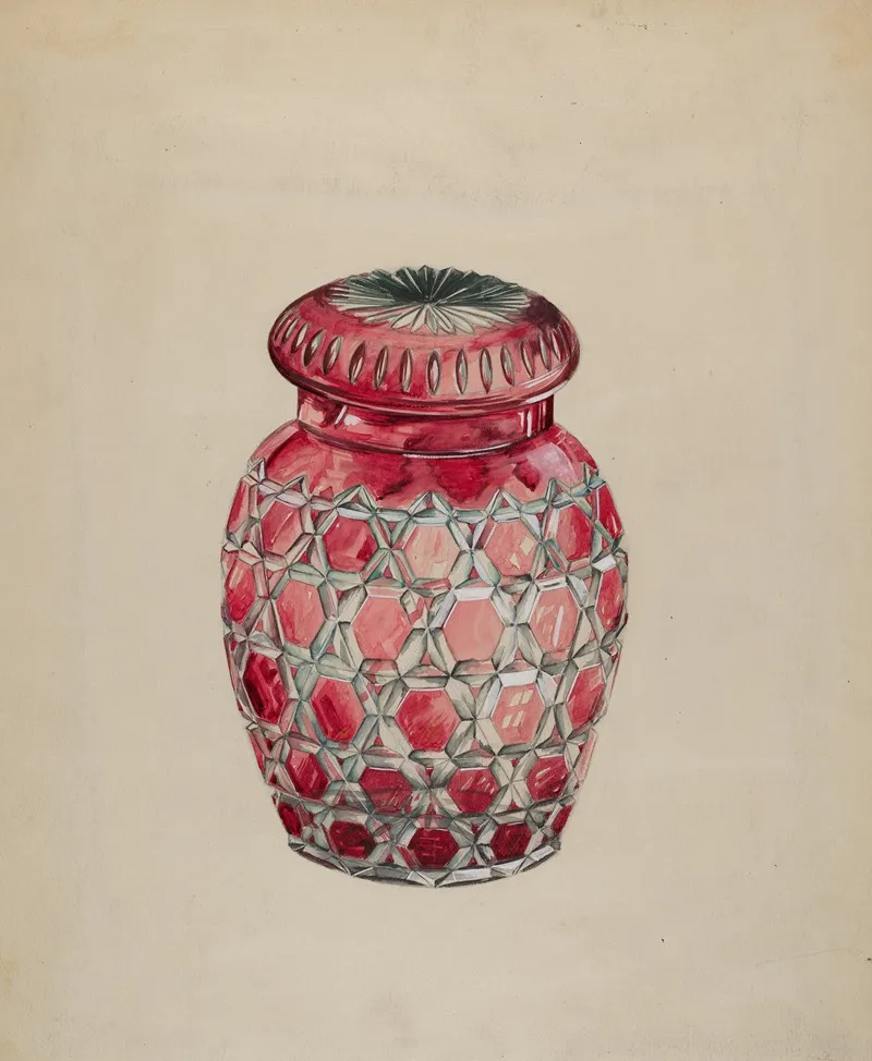 Ruby Case Glass Rose Jar by Edward D. Williams - Canvas Print