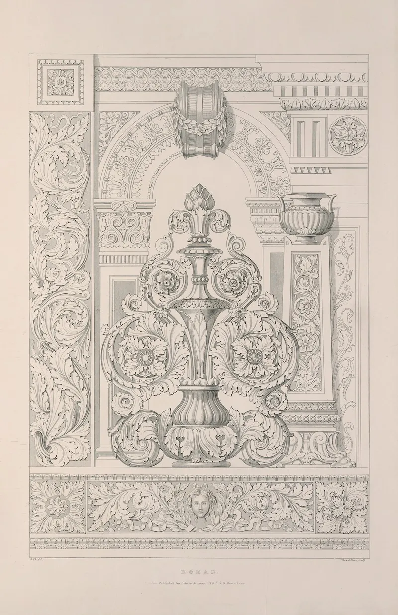 Rudiments Of Curvilinear Design Pl 07 by George Phillips - Canvas Print