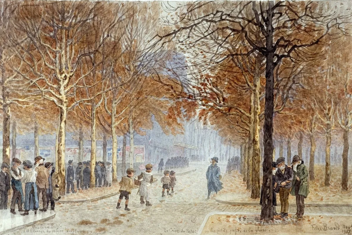 Rue Brezin Et Avenue Du Maine 14eme Arrondissement Novembre 1917 by Félix Brard - Canvas Print