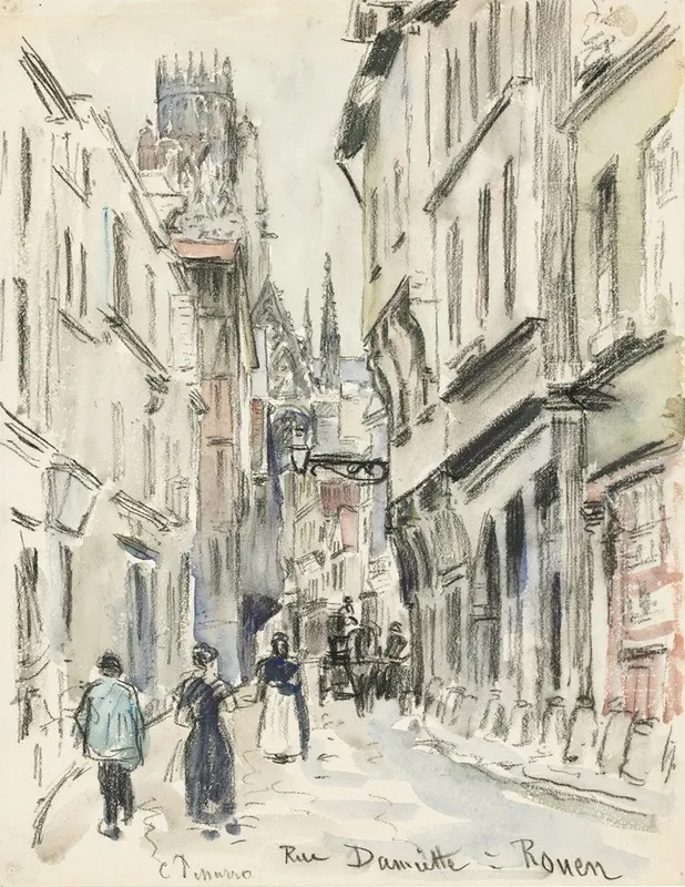 Rue Damiette Rouen by Camille Pissarro - Canvas Print