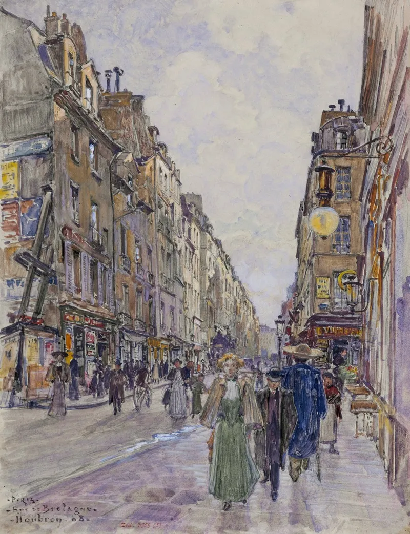 Rue De Bretagne En 1908 3eme Arrondissement by Frédéric Houbron - Canvas Print