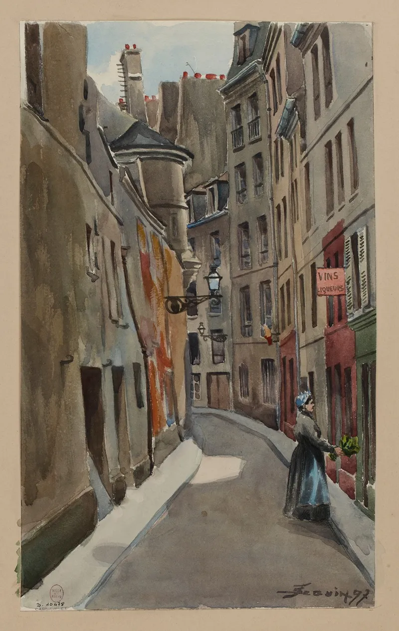 Rue De Lhote De Ville Derriere Lhotel De Sens Prise De La Rue Des Nonnains Dhyeres by F. Séguin - Canvas Print