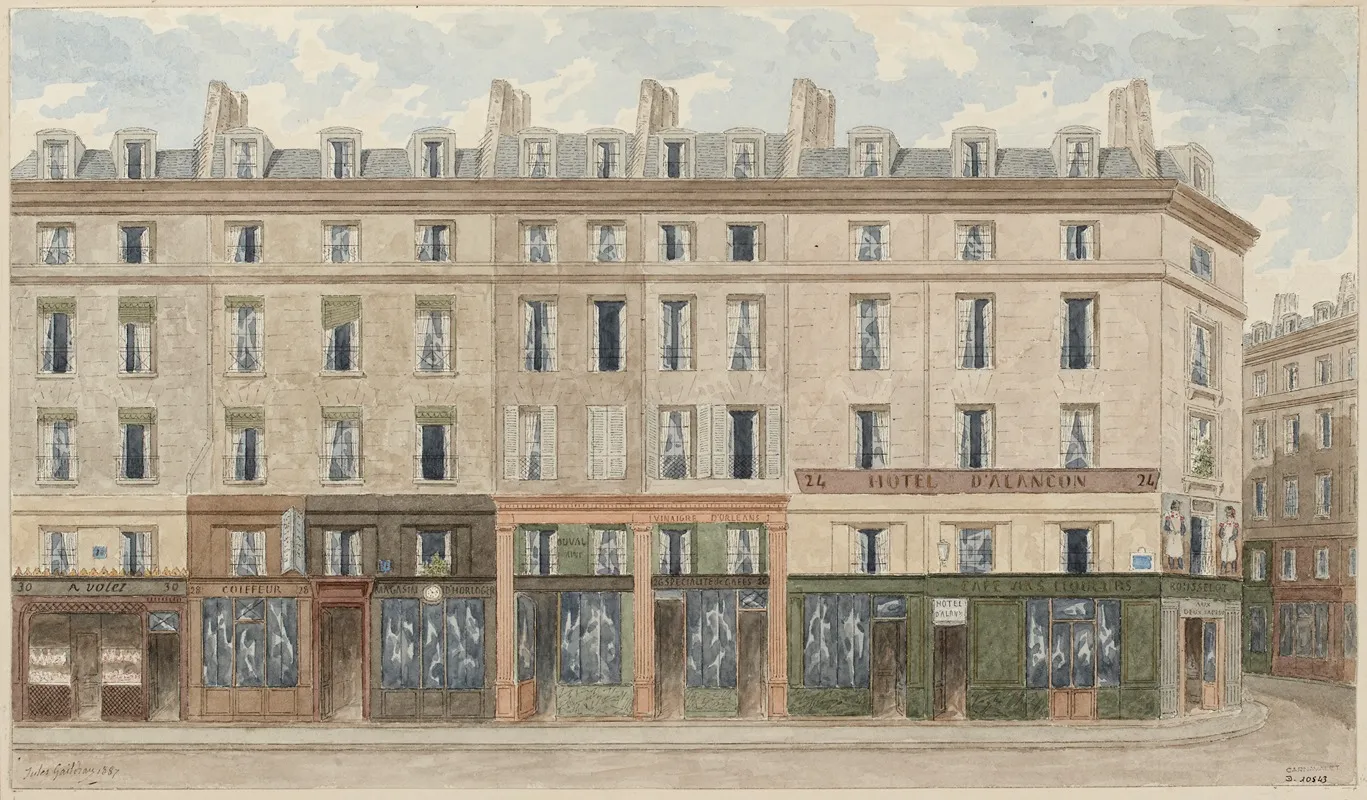 Rue Jean Jacques Rousseau Du No24 A 30 1er Arrondissement by Jules Gaildrau - Canvas Print