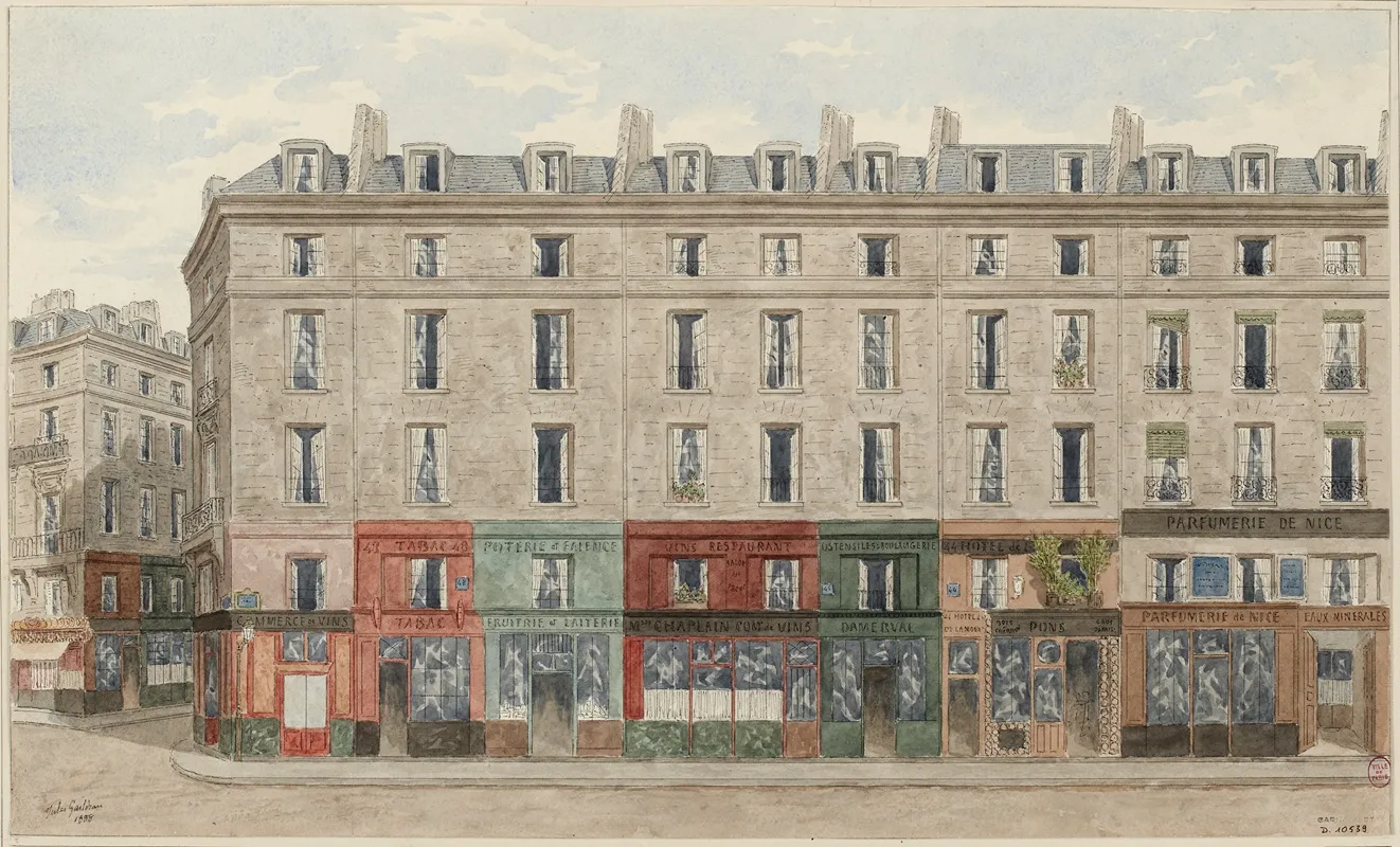 Rue Jean Jacques Rousseau No42 A 48 1er Arrondissement by Jules Gaildrau - Canvas Print
