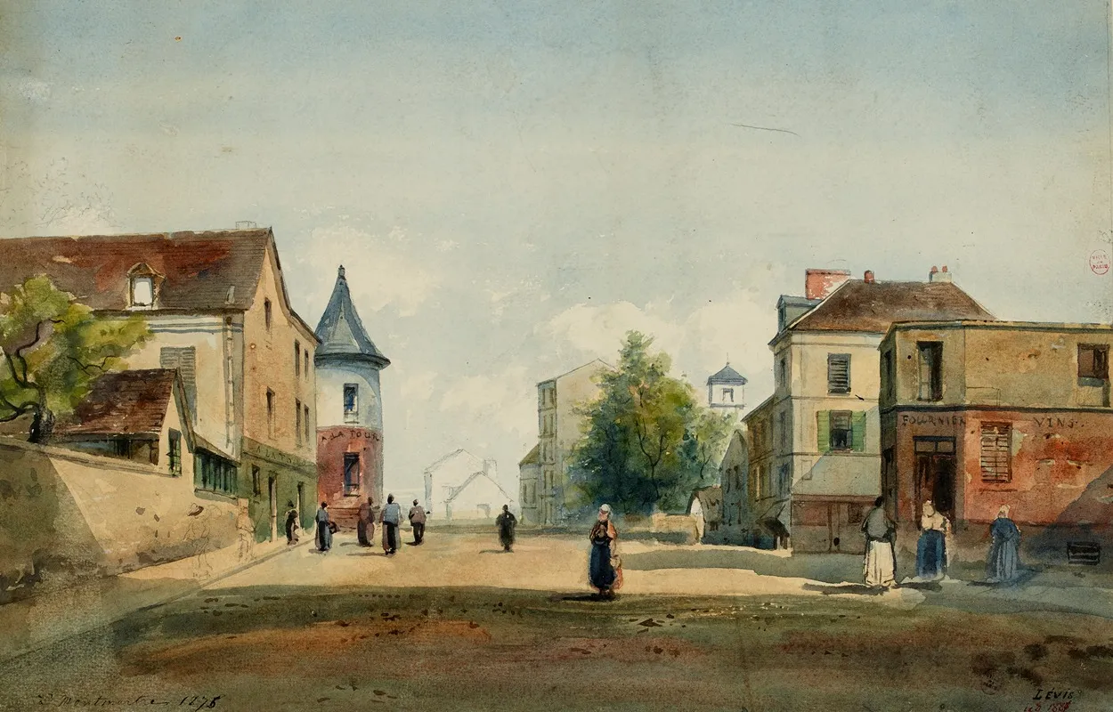 Rue Marcadet Et Rue Du Mont Cenis En 1876 18eme Arrondissement Paris by Henri Jean Baptiste Levis - Canvas Print
