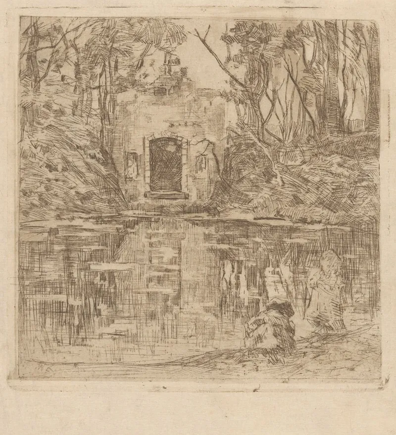 Ruine Aan Een Vijver Lage Vuursche