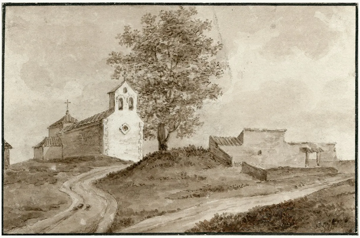 Ruine Van Een Kerk In La Manche by Otto Howen - Canvas Print