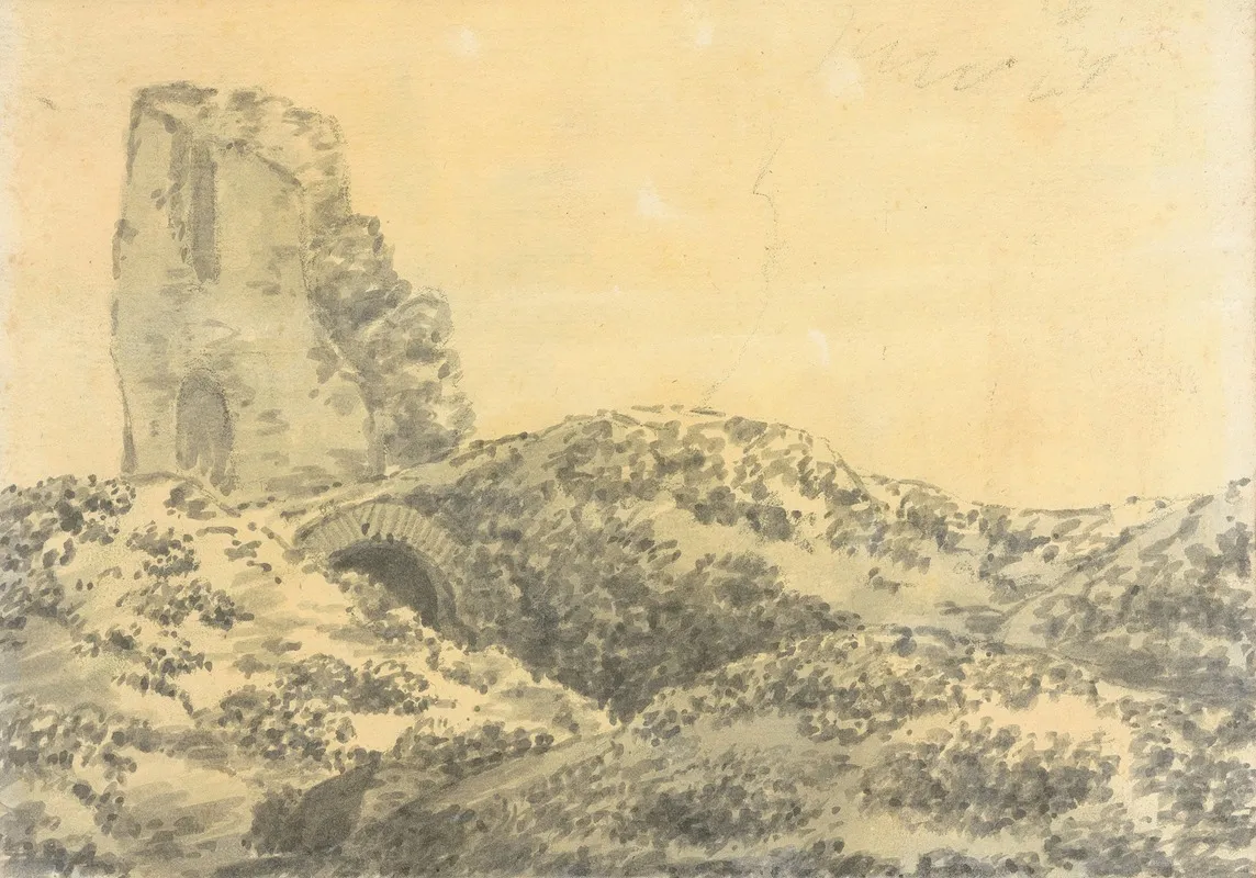 Ruined Roman Tower In A Landscape