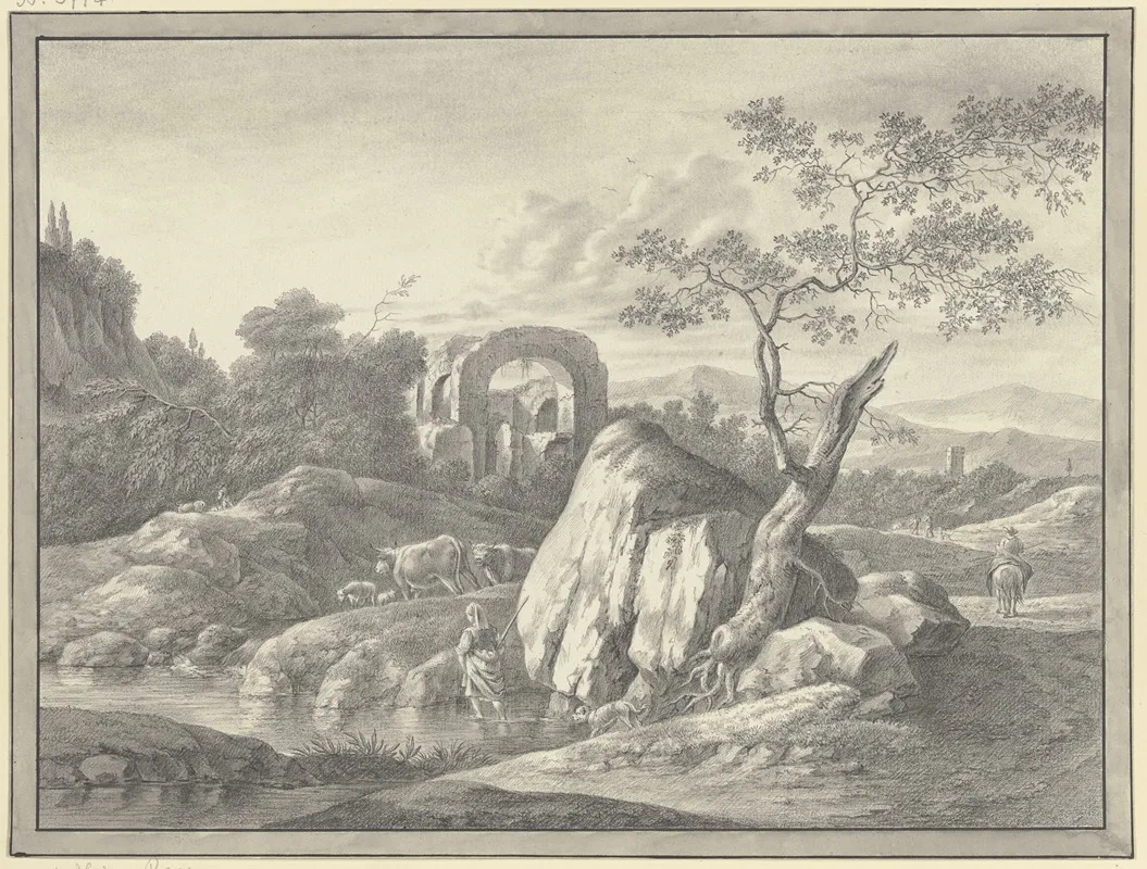 Ruinenlandschaft Bei Einem Grosen Felsen
