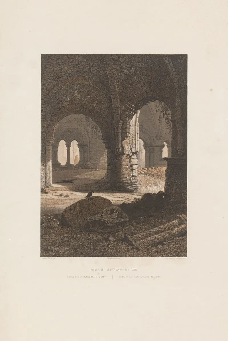 Ruins Of The Abby St Bavon At Ghent by François Stroobant - Canvas Print