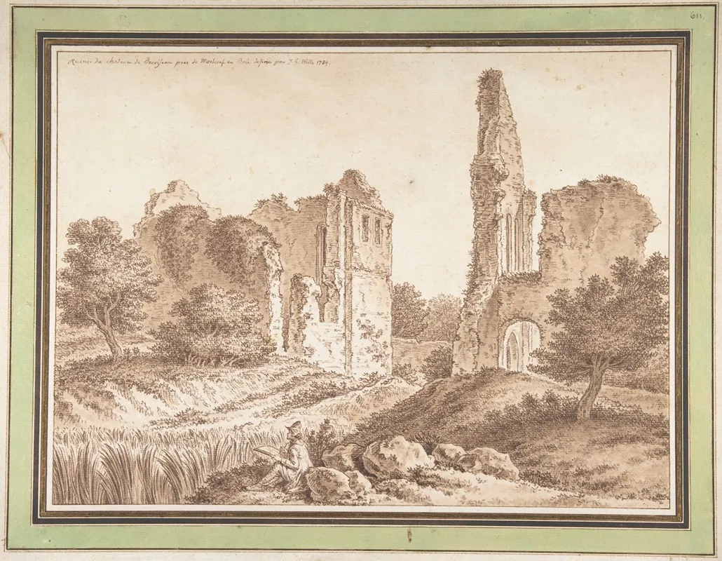 Ruins Of The Chateau Of Becoiseau Near Mortcerf Seine Et Marne by Johann Georg Wille - Canvas Print