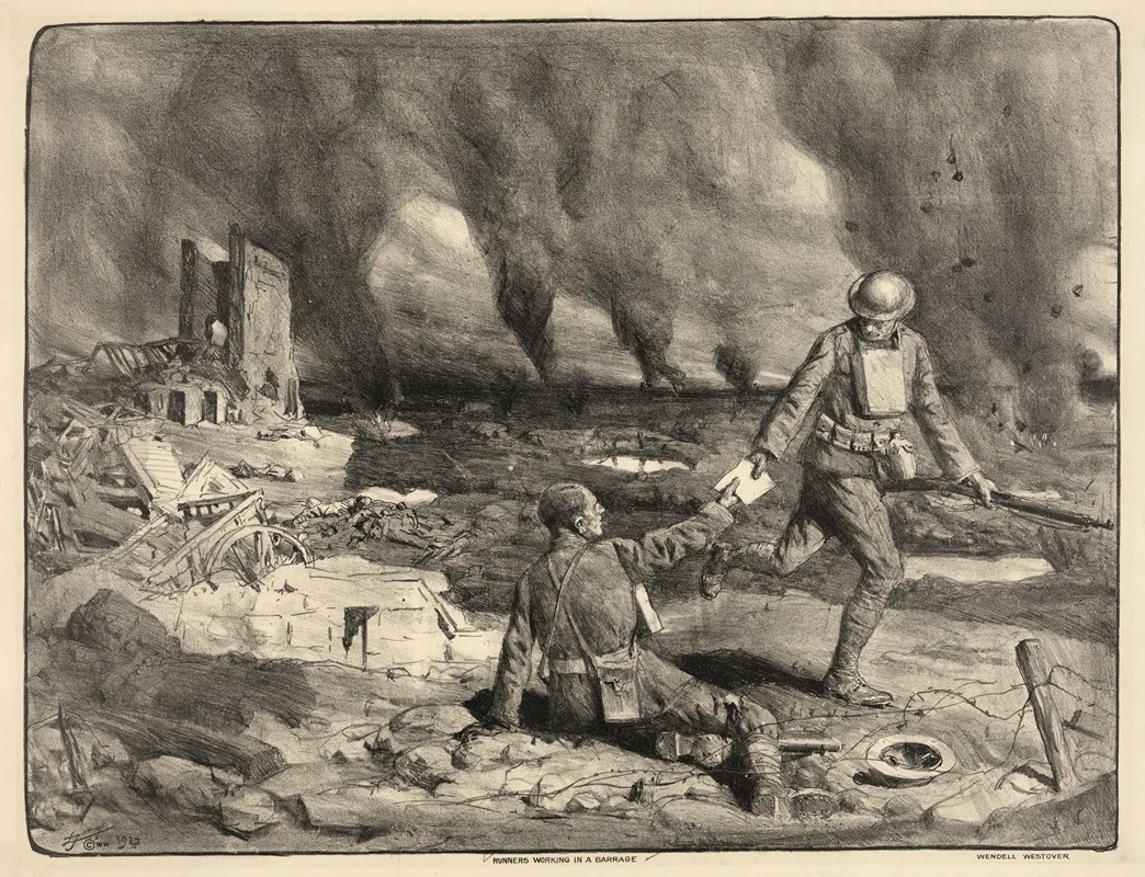 Runners Working In A Barrage by Lucien Jonas - Canvas Print