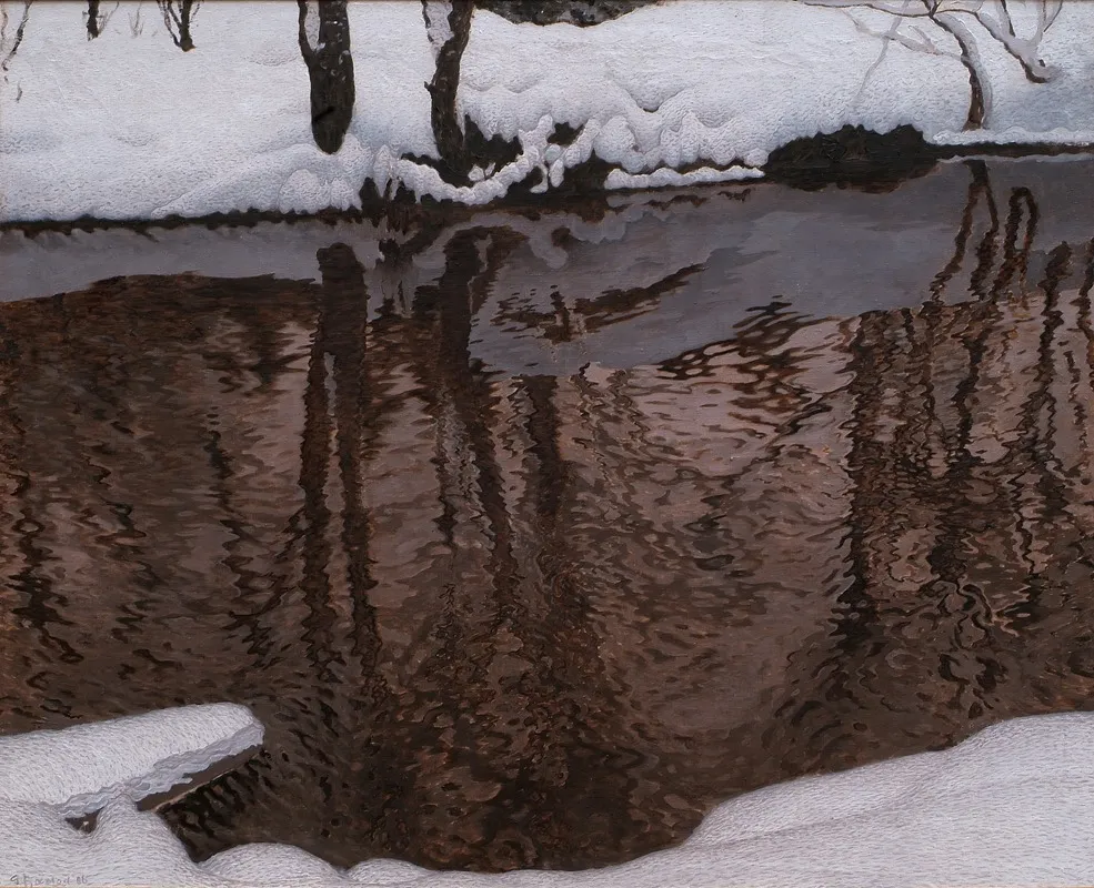 Running Water by Gustaf Fjæstad - Canvas Print