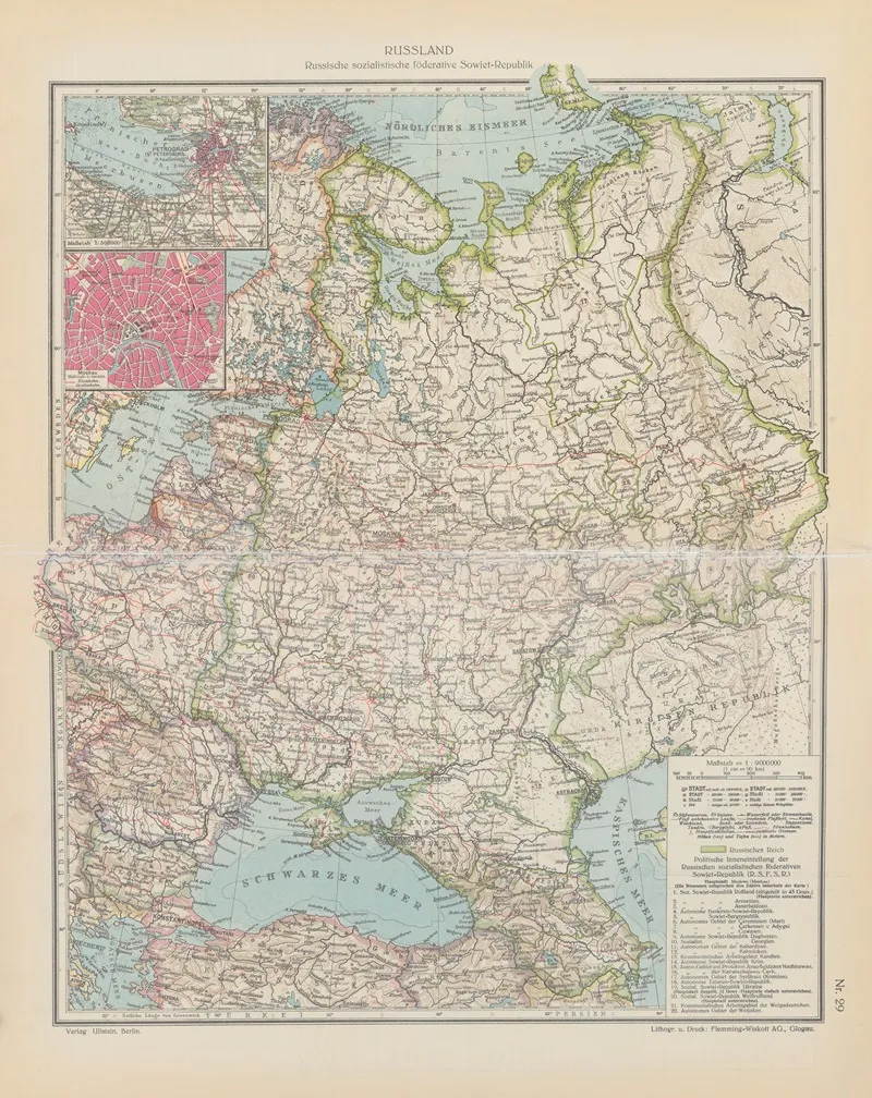Russland Russische Sozialistische Federative Sowjet Republik by Geographisches Institut der Flemming-Wiskott - Canvas Print