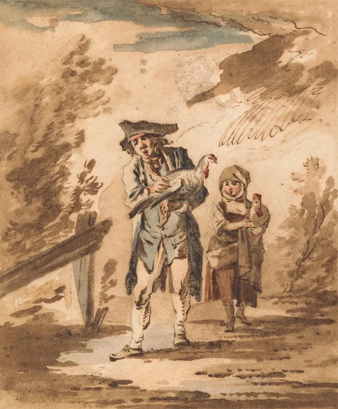 Rustics With Poultry Returning From Market
