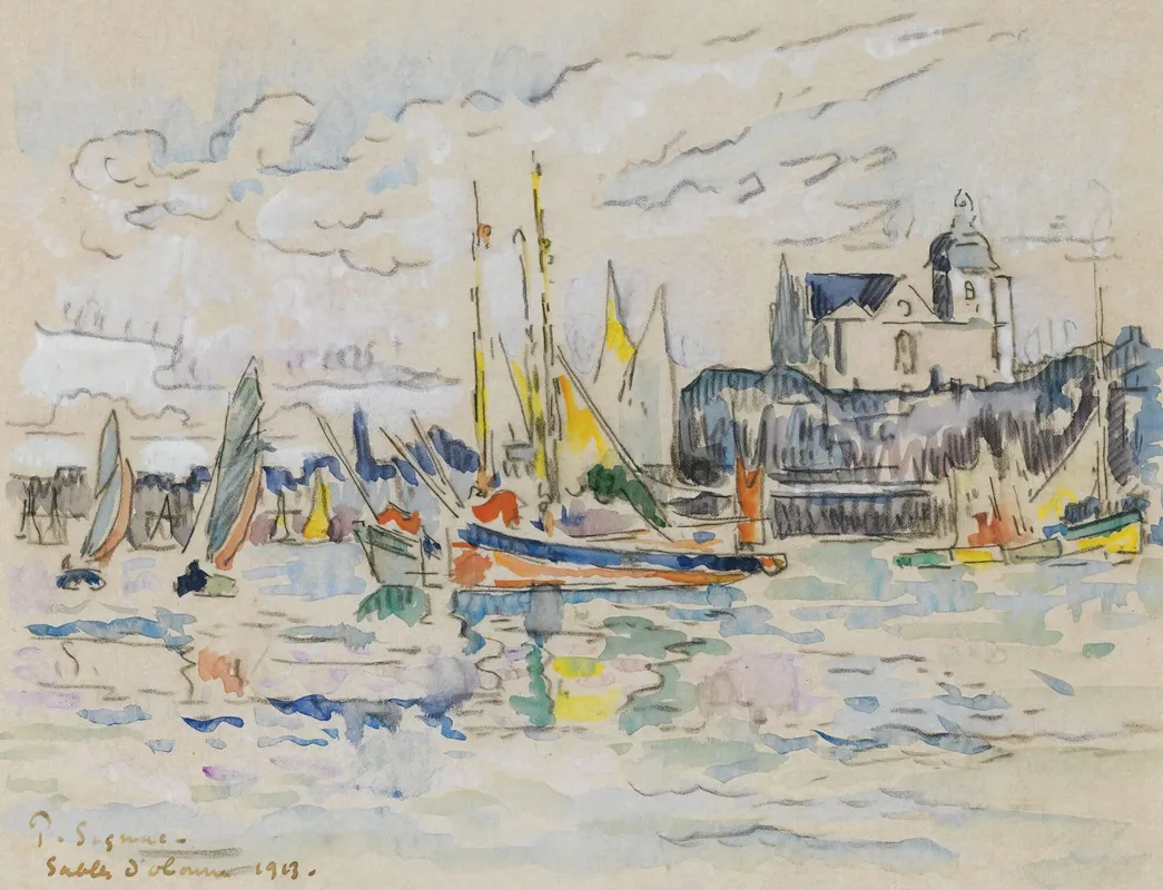 Sables Dolonne Vue De Port by Paul Signac - Canvas Print