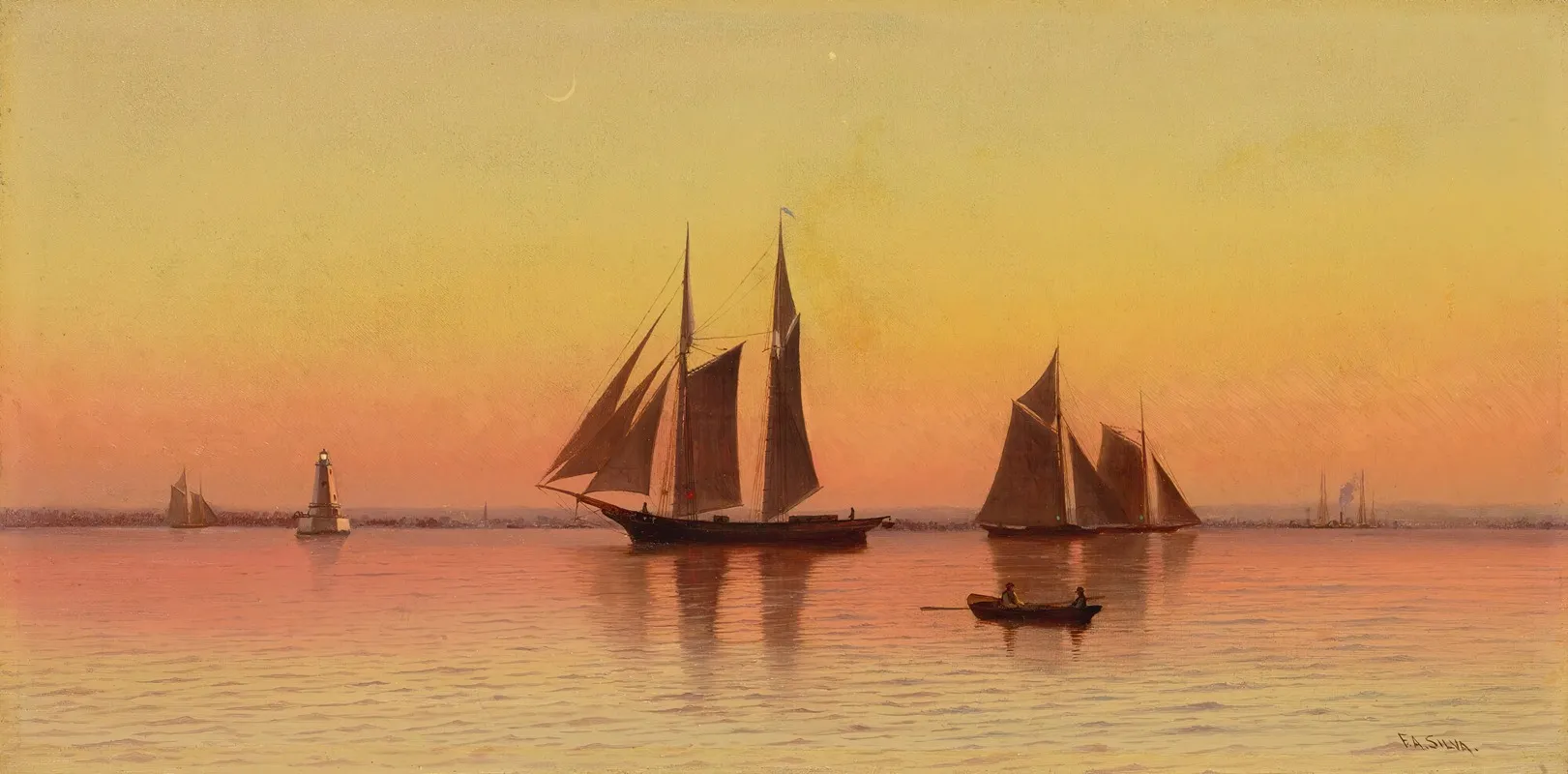 Sailboats At Sunset