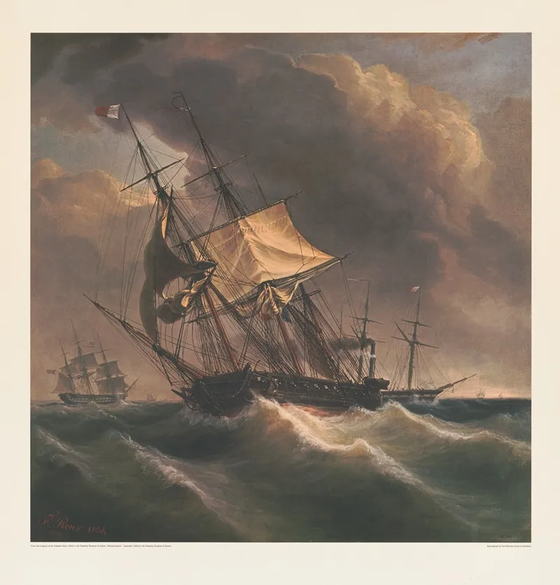 Sailing Ship In Storm 2 by Frederic Roux - Canvas Print