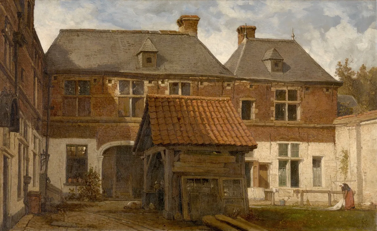 Saint Anna Almshouse In The Otto Veniusstraat Antwerp by Henri François Schaefels - Canvas Print