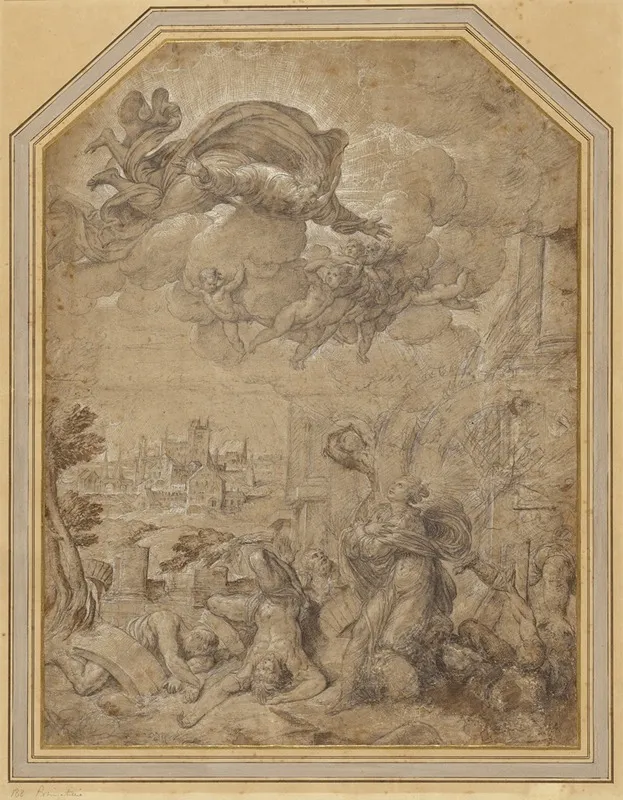Saint Catherine Of Alexandria At The Wheel by Nicolò dell'Abate - Canvas Print
