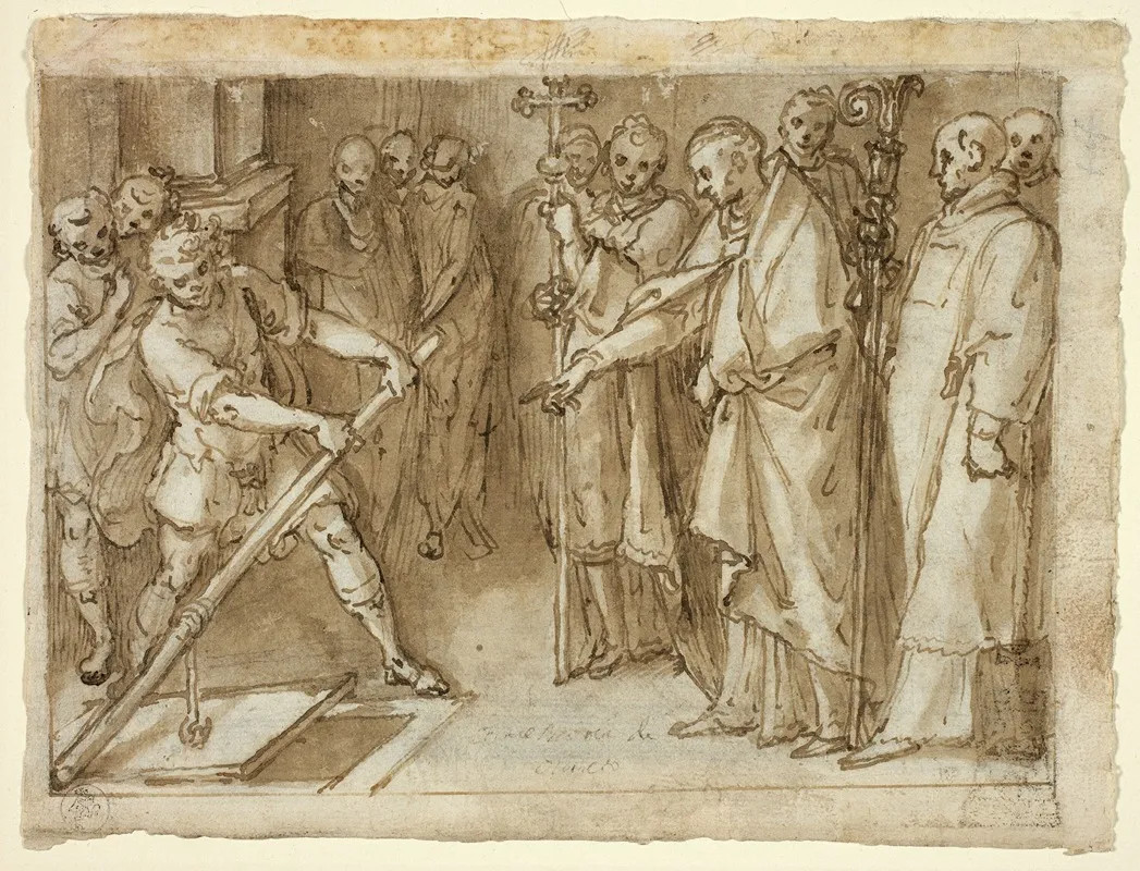 Saint Charles Borromeo Supervising The Opening Of A Crypt by Cesare Nebbia - Canvas Print