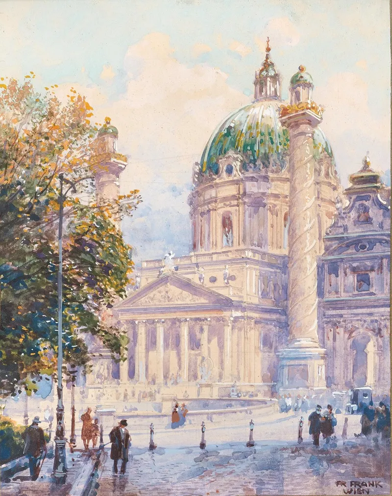 Saint Charless Church In Vienna 2 by Friedrich Frank - Canvas Print