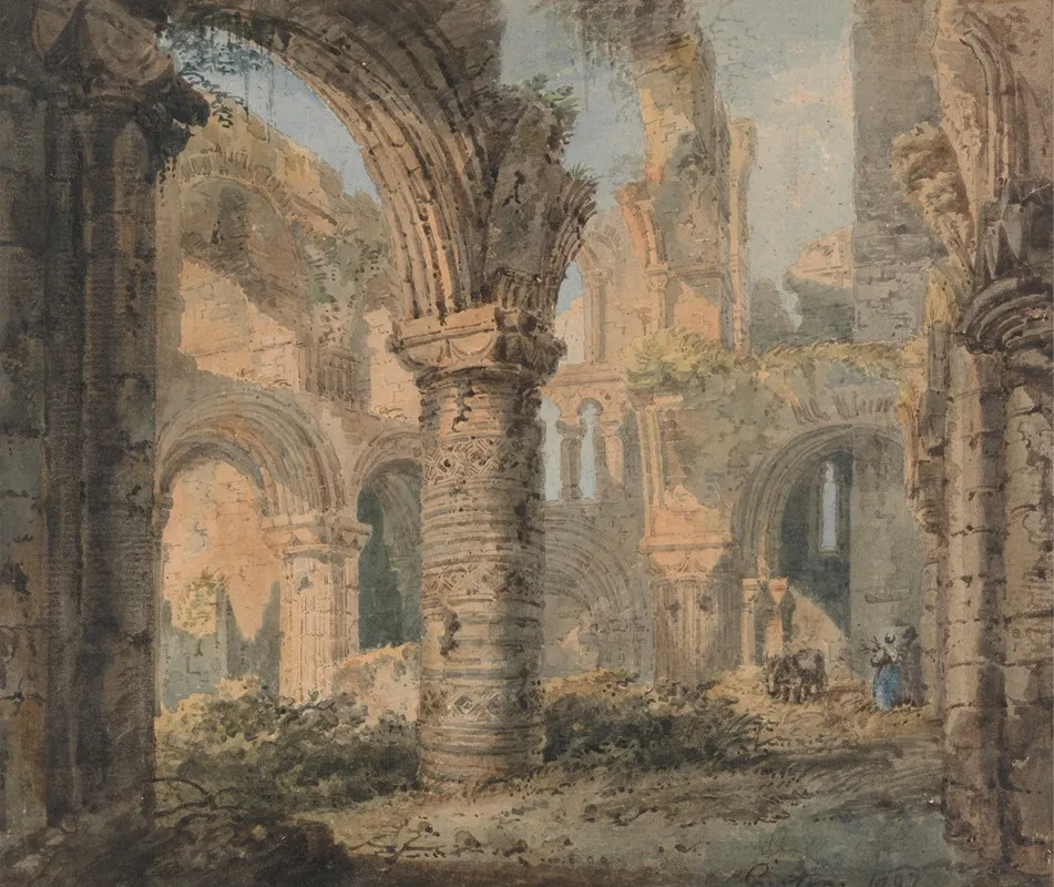 Saint Cuthberts Holy Island by Thomas Girtin - Canvas Print