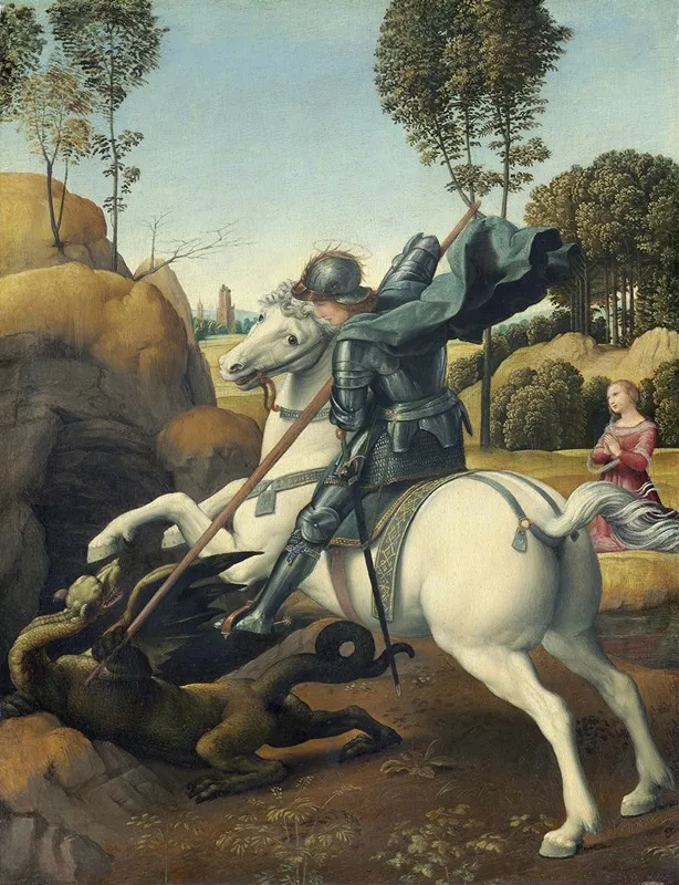 Saint George And The Dragon by Raphael - Canvas Print