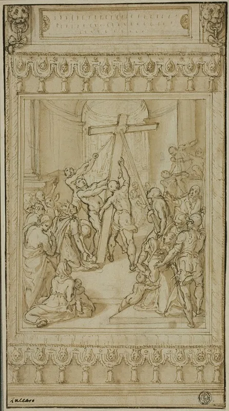 Saint Helena Kneeling Before The True Cross by Cesare Nebbia - Canvas Print