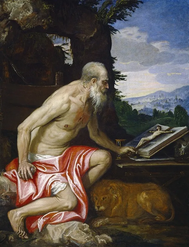 Saint Jerome In The Wilderness by Paolo Veronese - Canvas Print