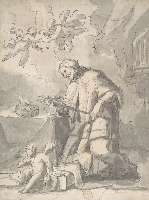 Saint John Nepomucen Venerating A Crucifix