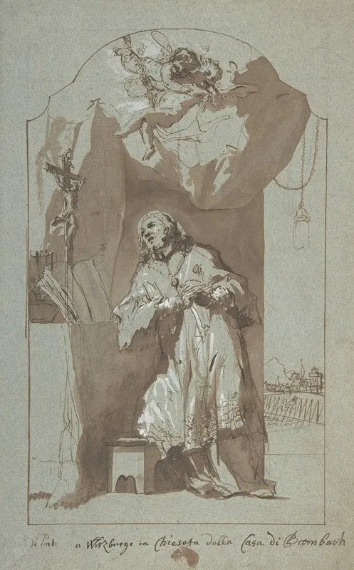 Saint John Nepomuk Praying by Georg Anton Urlaub - Canvas Print
