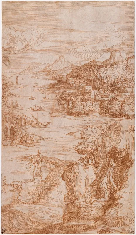 Saint Mary Magdalen Kneeling Outside A Cave
