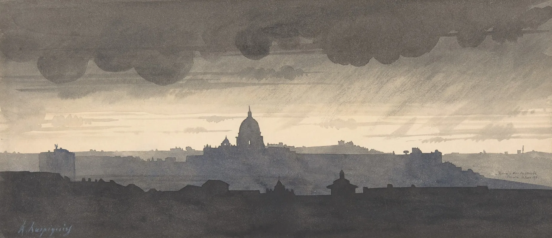 Saint Peters Seen From The Pincio Rome by Henri-Joseph Harpignies - Canvas Print