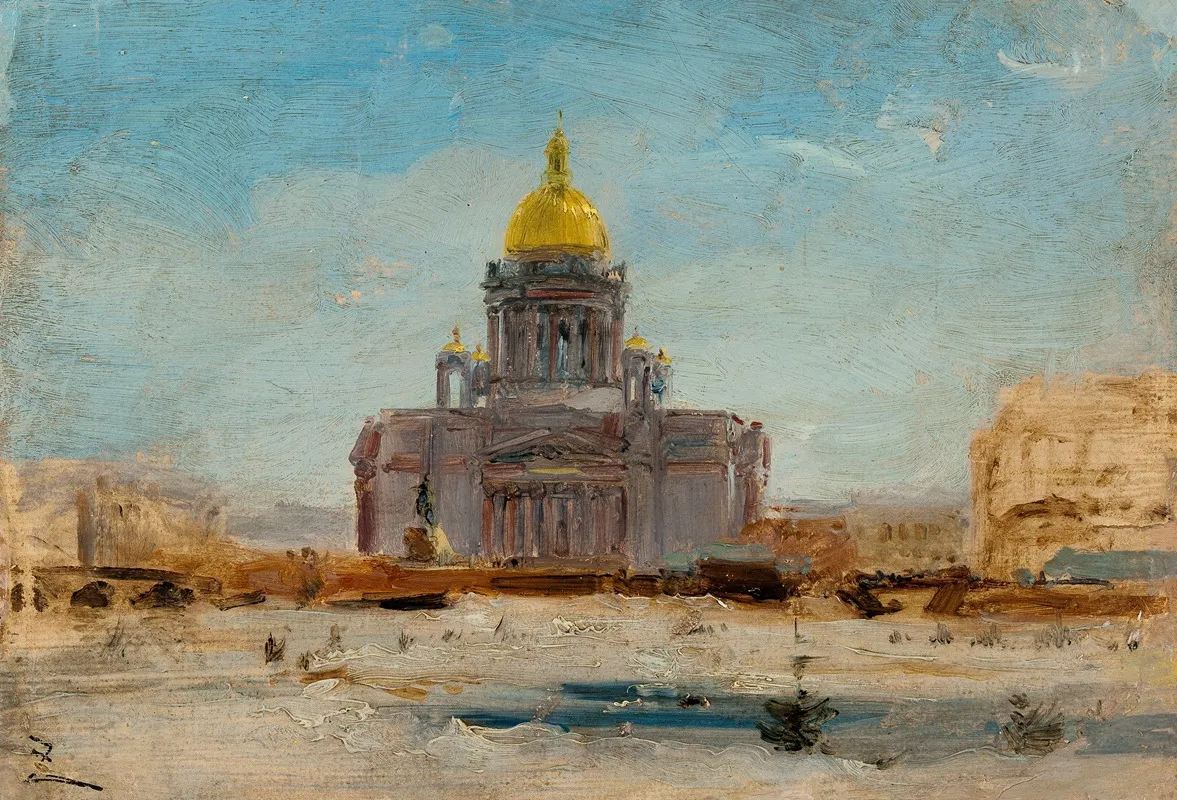 Saint Petersbourg Saint Isaac by Félix Ziem - Canvas Print