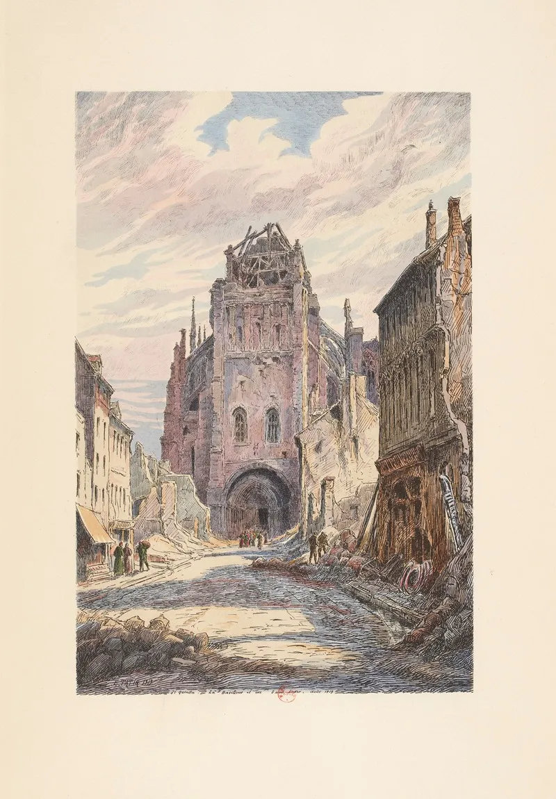 Saint Quentin La Collegiale Vue De La Rue Saint Andre by E. Tatin - Canvas Print