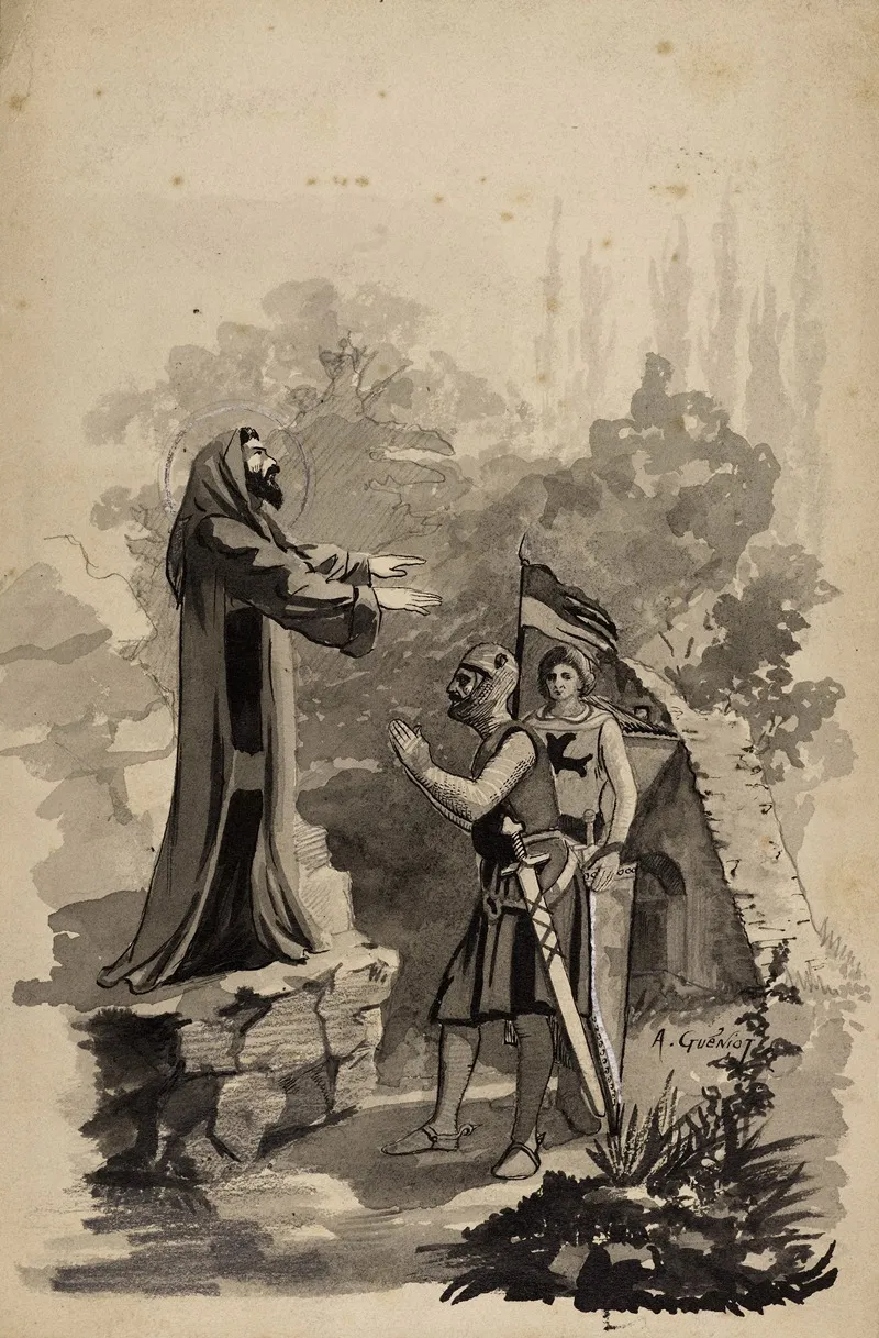Saint Religieux Apparaissant A Des Chevaliers