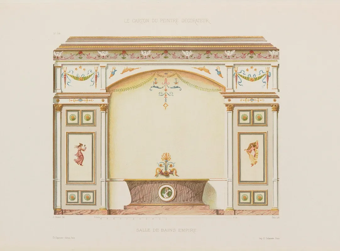 Salle De Bains Empire by A. Desaint - Canvas Print