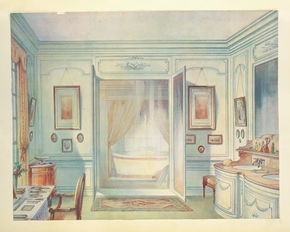Salle De Bains Louis Xvi Avec Une Glace A Trois Faces by Georges Rémon - Canvas Print