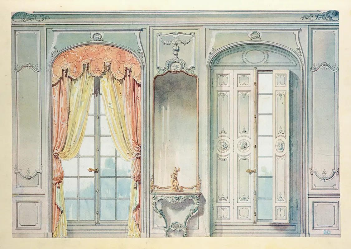 Salon Louis Xv Face Des Fenetres Dont Lune Montre by Georges Rémon - Canvas Print