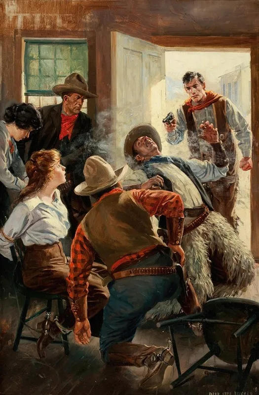 Saloon Shoot Out by Anton Otto Fischer - Canvas Print