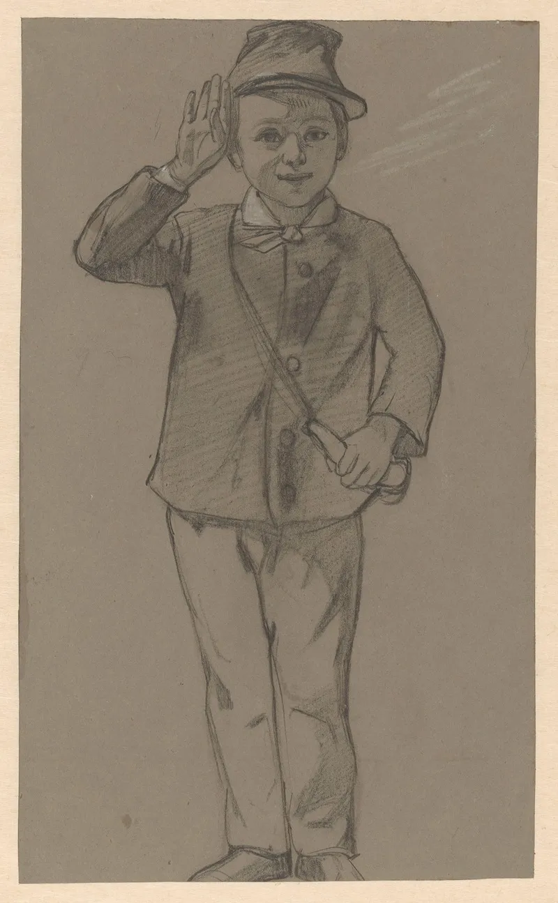 Salueerend Jongetje by August Allebé - Canvas Print