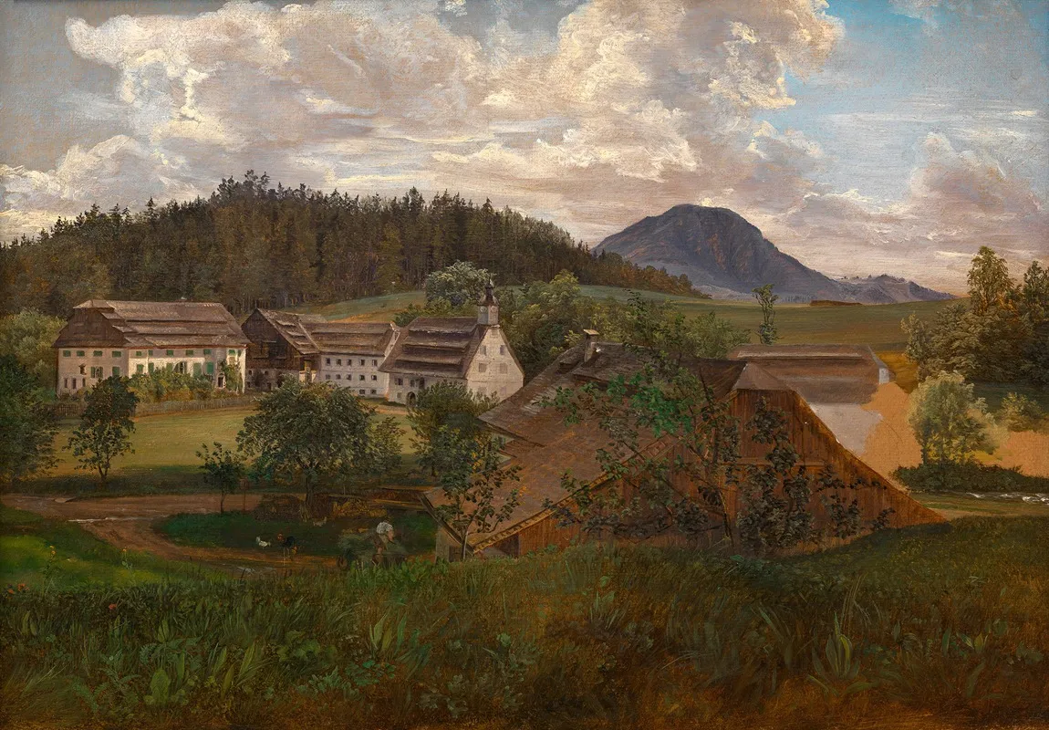Salzburgische Landschaft Mit Gutshof by Friedrich Loos - Canvas Print