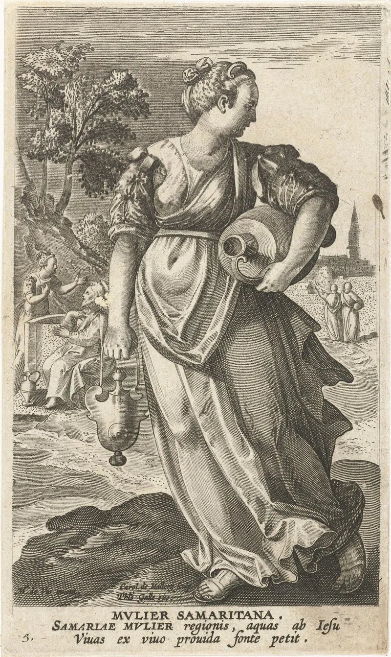 Samaritan Woman by Jan Collaert II - Canvas Print